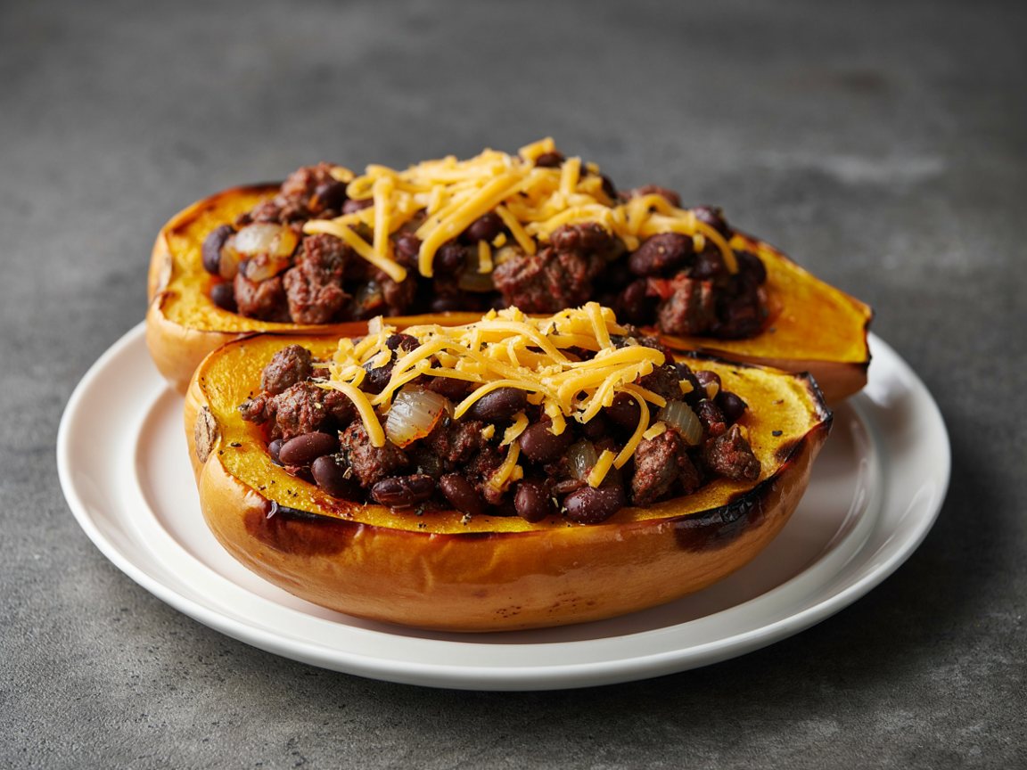 Photo of Beef and Black Bean Stuffed Butternut Squash