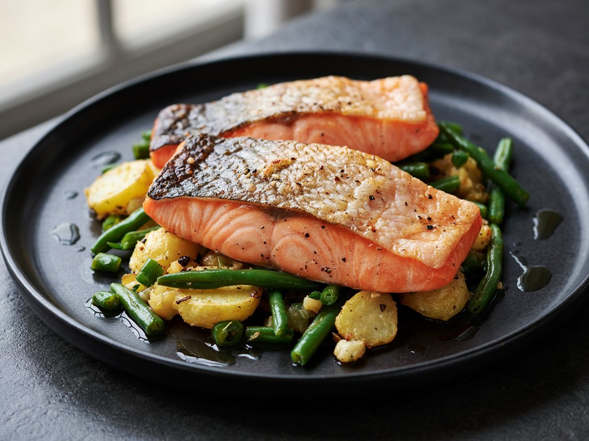 Photo of Seared Salmon with Green Beans and Crispy Potatoes
