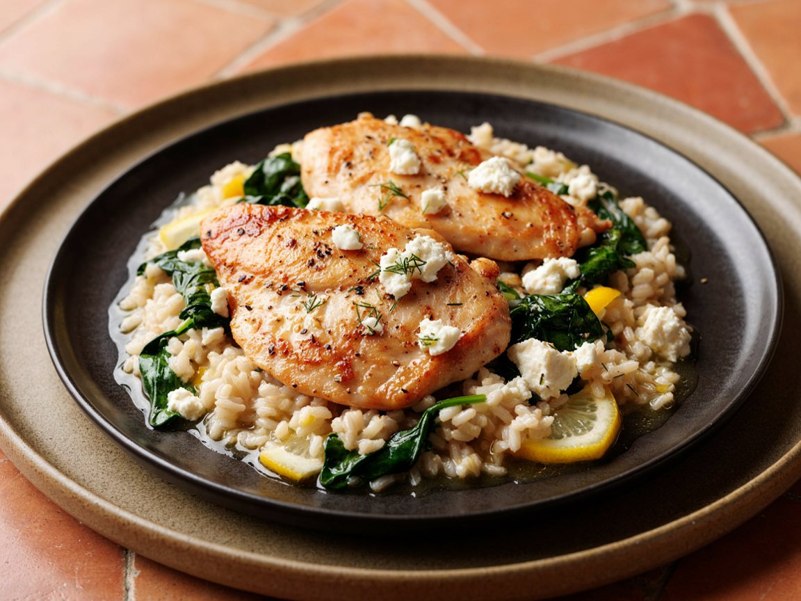 Photo of Lemon Chicken and Spinach Rice Pilaf