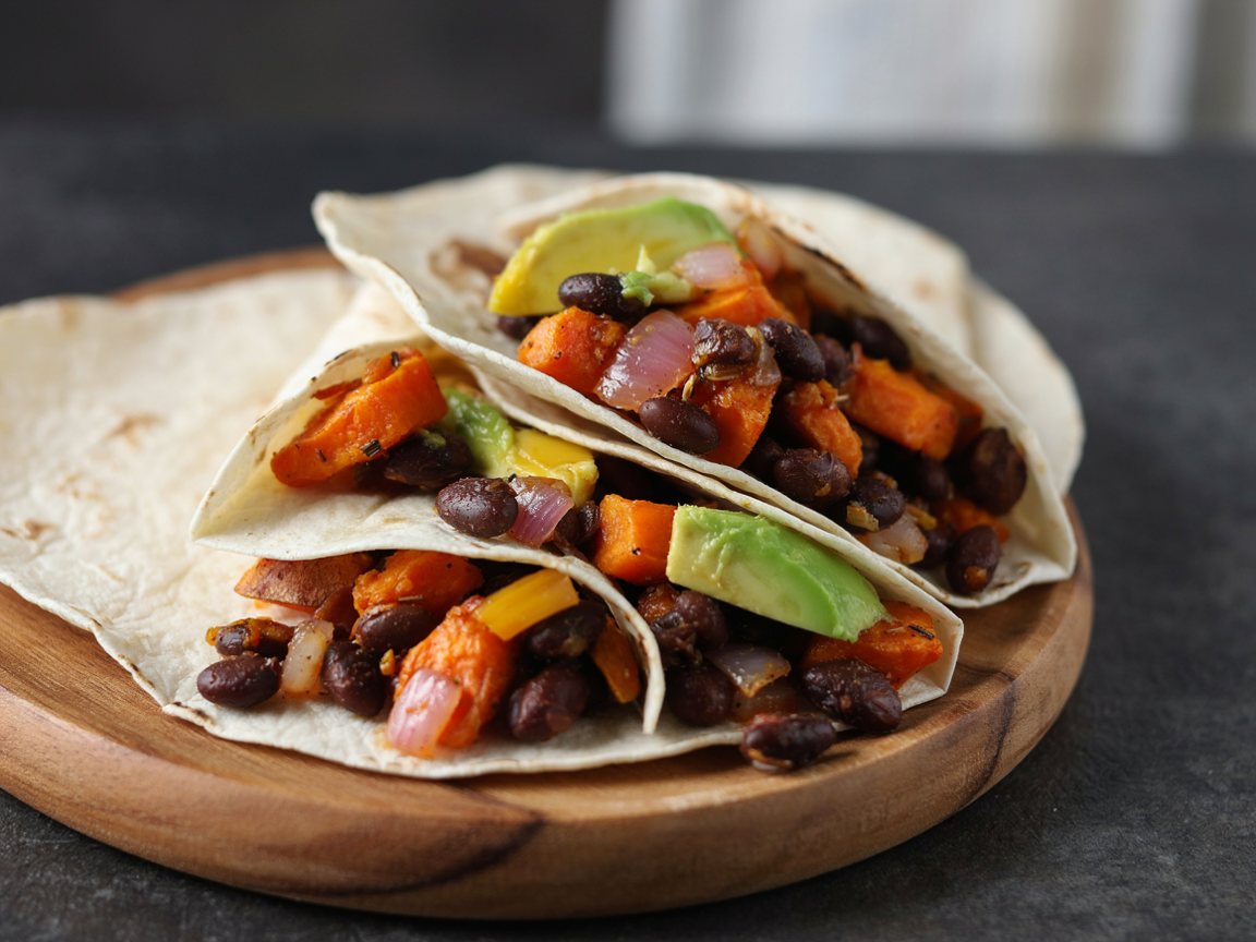Photo of Sweet Potato and Black Bean Tacos with Lime Avocado