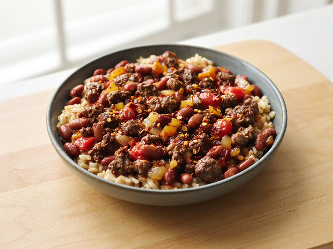 Photo of Spiced Beef and Kidney Bean Rice Skillet