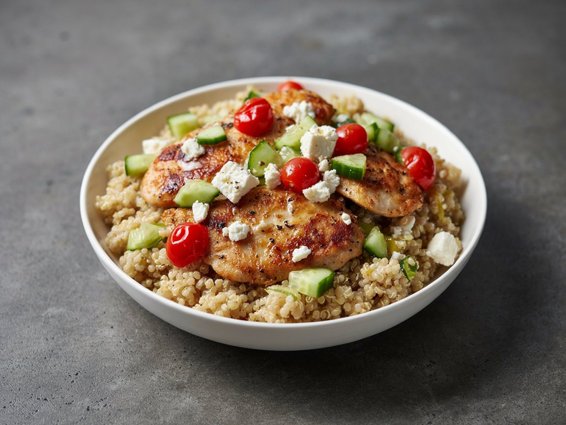 Photo of Lemon Quinoa Bowl with Chicken, Cucumber and Feta