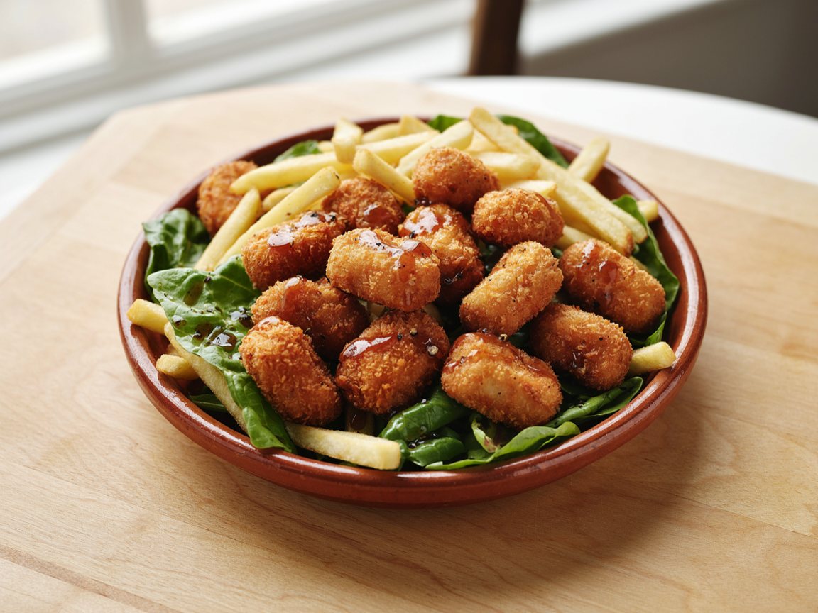 Photo of Air Fryer Chicken Nuggets with Crispy Fries and Salad