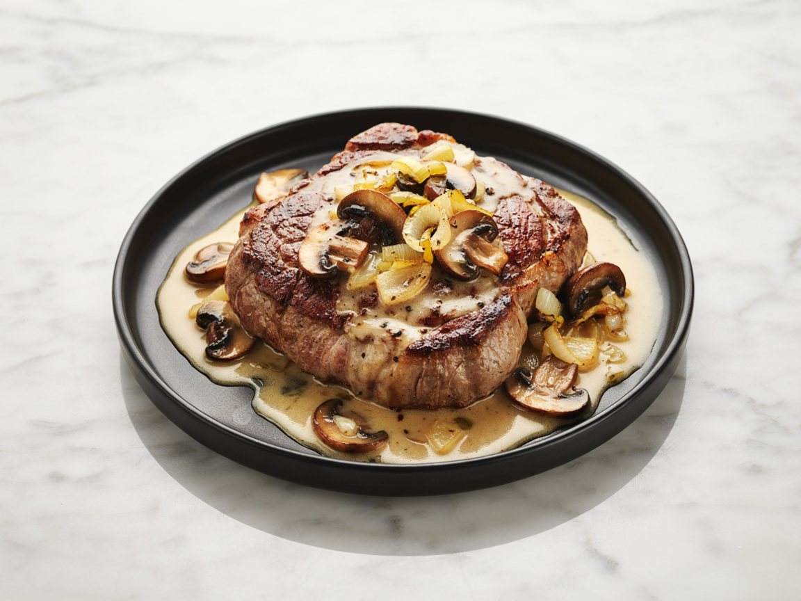 Photo of Steak with Creamy Mushroom Pan Sauce
