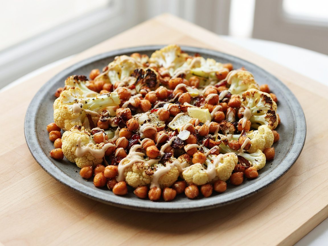 Photo of Roasted Cauliflower and Chickpea Traybake with Lemon Tahini