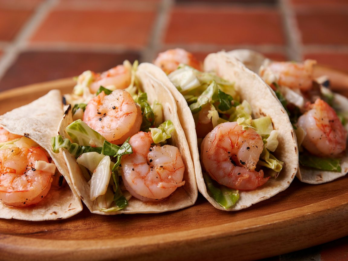 Photo of Shrimp Tacos with Cabbage and Lime