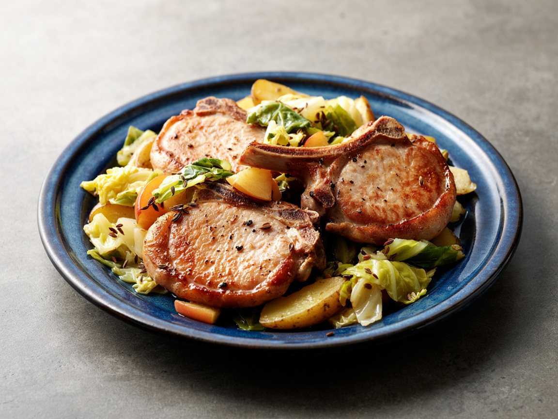 Photo of Pork Chops Braised with Cabbage, Apples and Potatoes