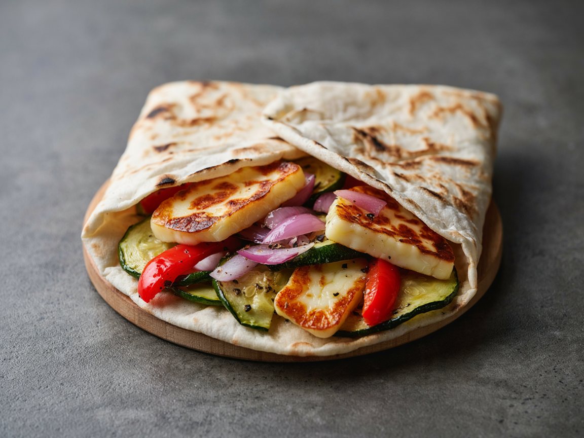 Photo of Grilled Halloumi and Courgette Pita