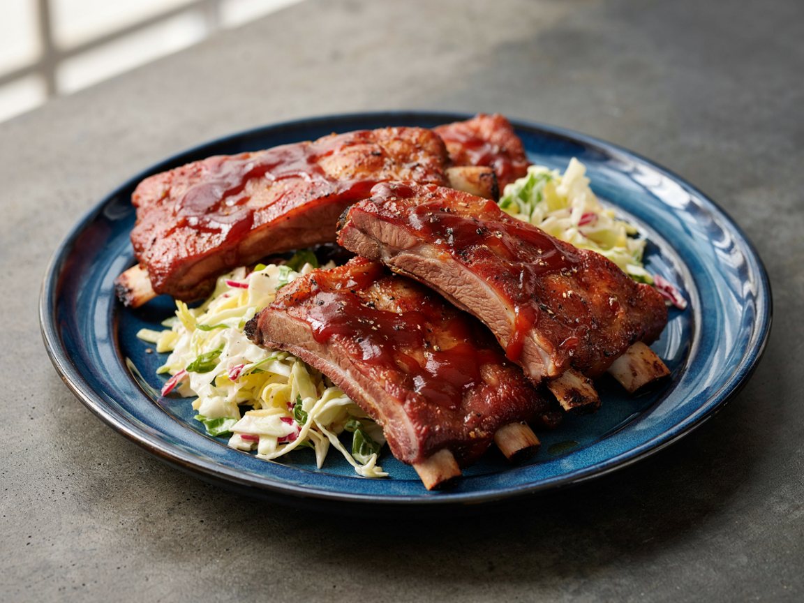 Photo of Barbecue Pork Ribs with Coleslaw