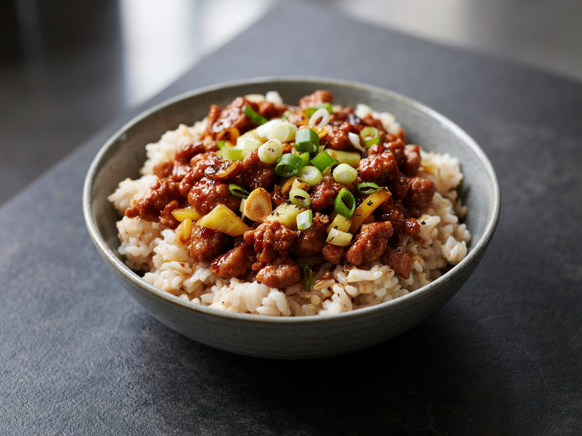 Photo of Soy Pork Rice Bowl with Cucumber