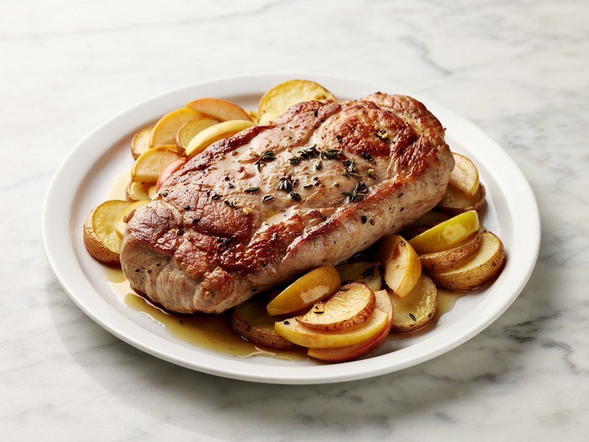 Photo of Cider-Baked Pork Tenderloin with Apple and Thyme