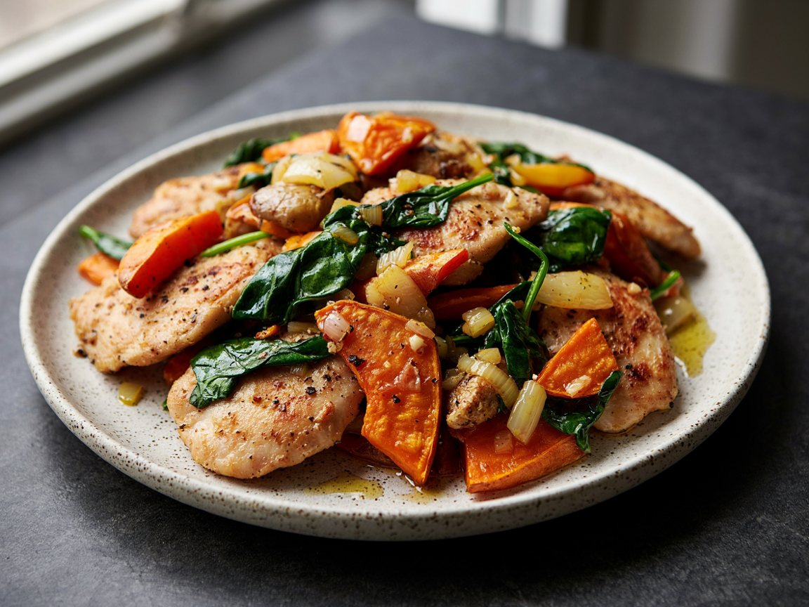 Photo of Chicken, Sweet Potato and Spinach Stir-Fry
