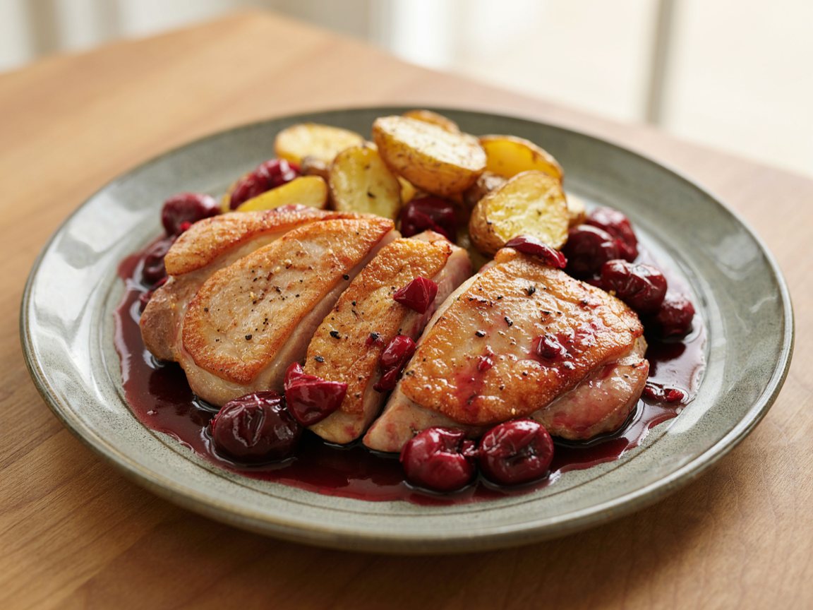 Photo of Seared Duck Breast with Cherry Red Wine Sauce