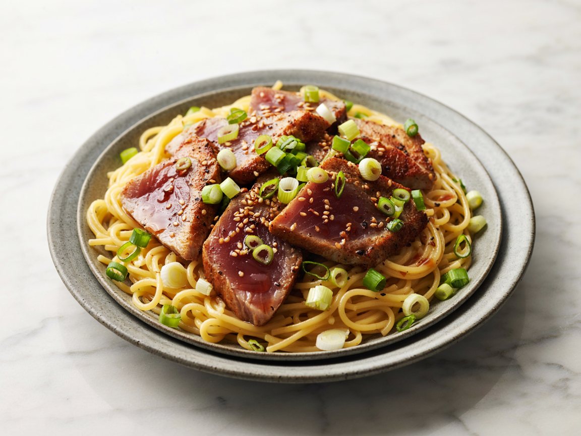 Photo of Soy Tuna Noodles with Spring Onions