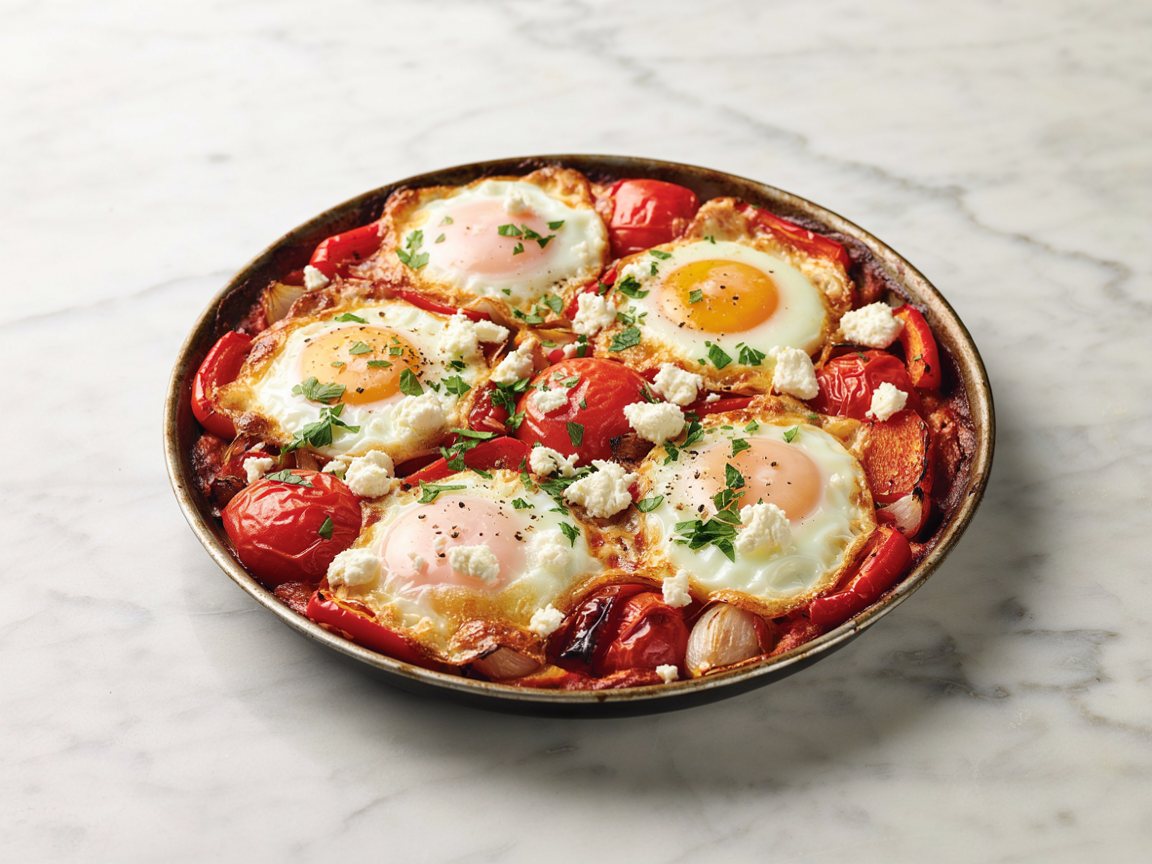 Photo of Spiced Tomato and Pepper Skillet Eggs
