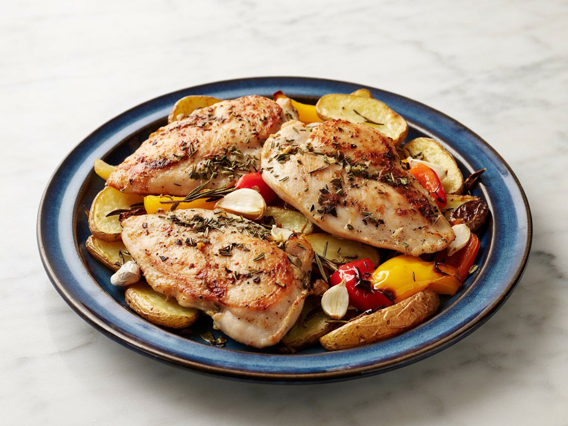 Photo of Garlic Herb Chicken and Potato Traybake
