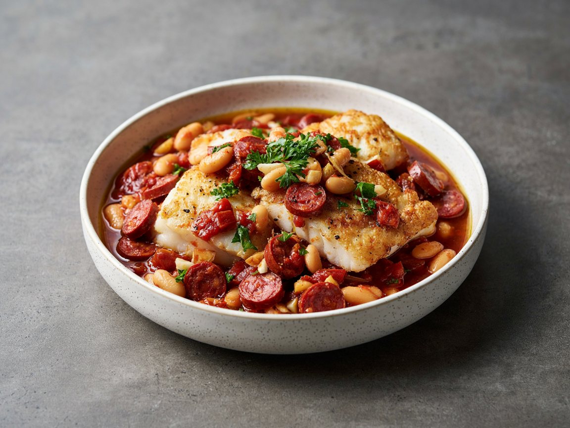 Photo of Cod and White Bean Stew with Chorizo