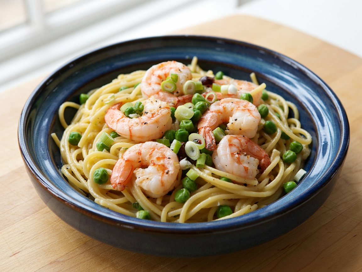 Photo of Lemon Prawn Linguine with Peas