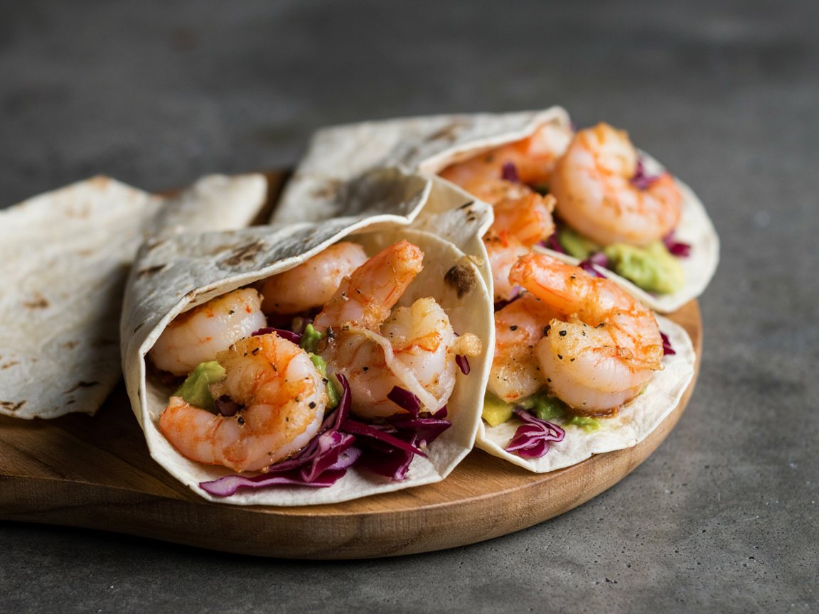 Photo of Shrimp Tacos with Avocado and Lime Slaw
