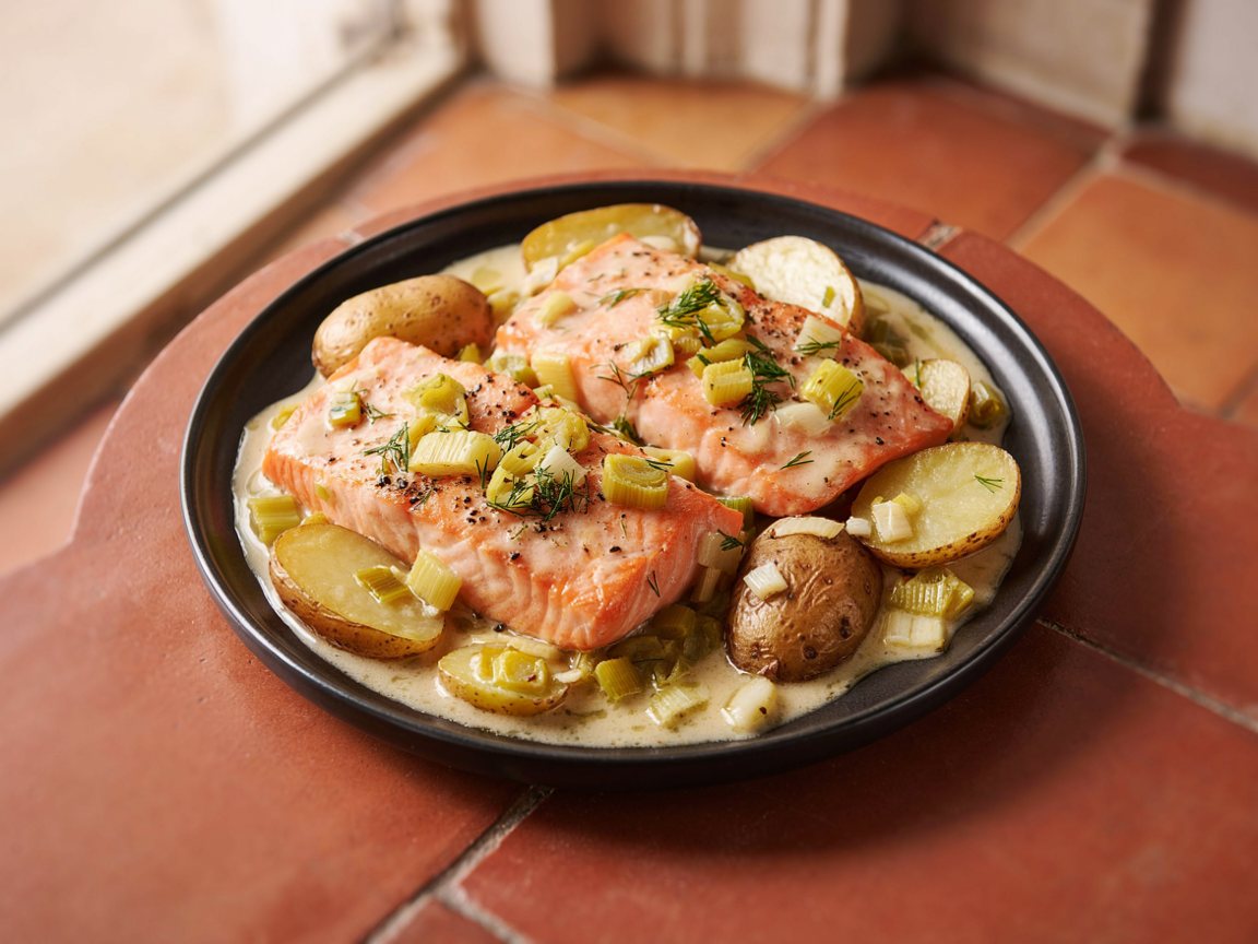 Photo of Creamy Salmon and Leek Braise with Potatoes