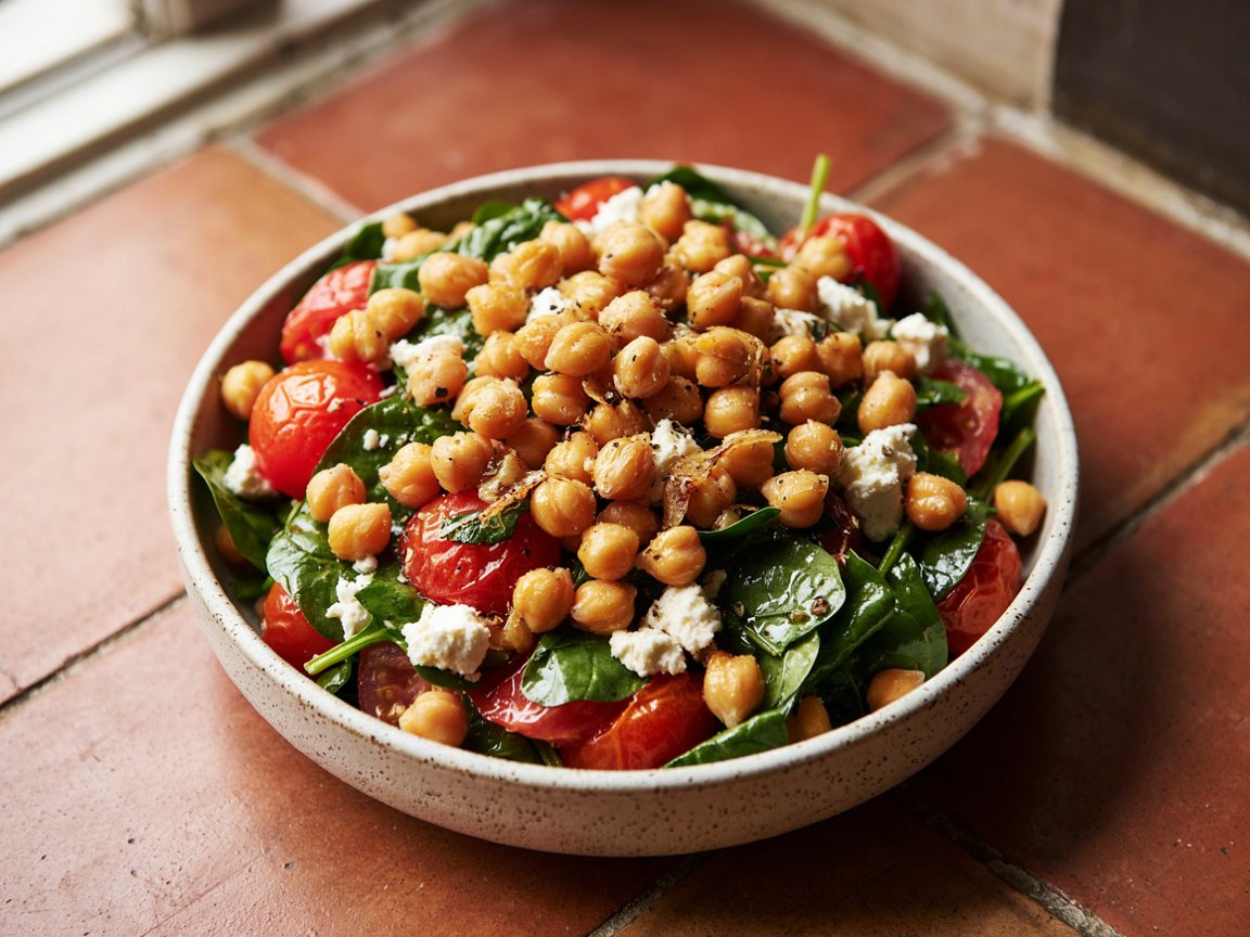 Photo of Warm Chickpea and Spinach Salad with Feta
