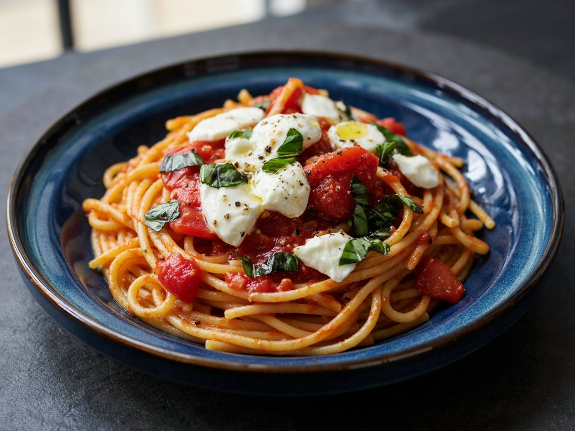 Photo of Tomato Mozzarella Pasta with Basil