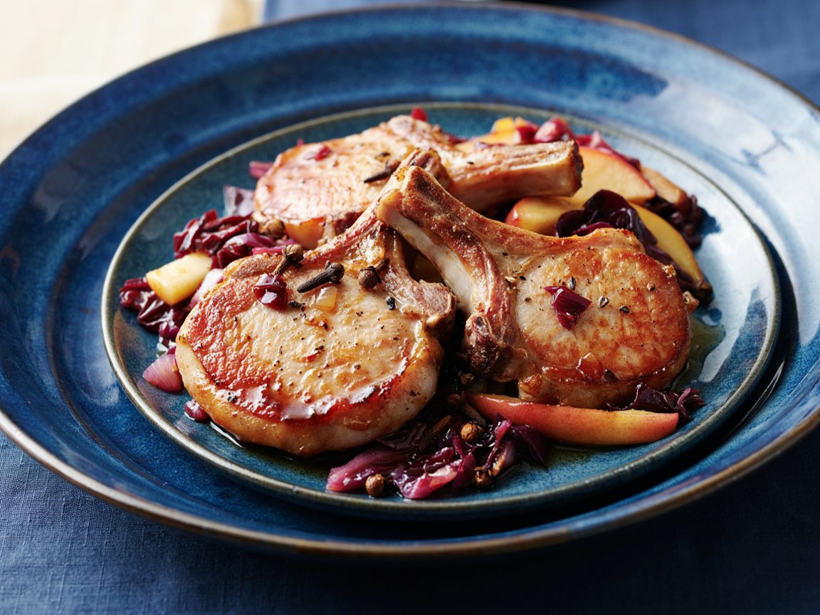 Photo of Braised Pork Chops with Cabbage and Apples