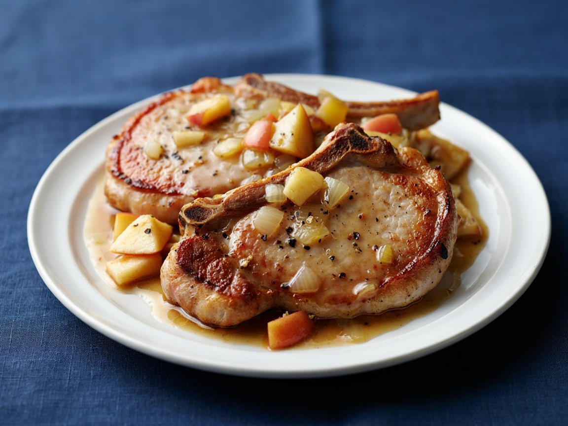 Photo of Pork Chop with Apple Mustard Pan Sauce
