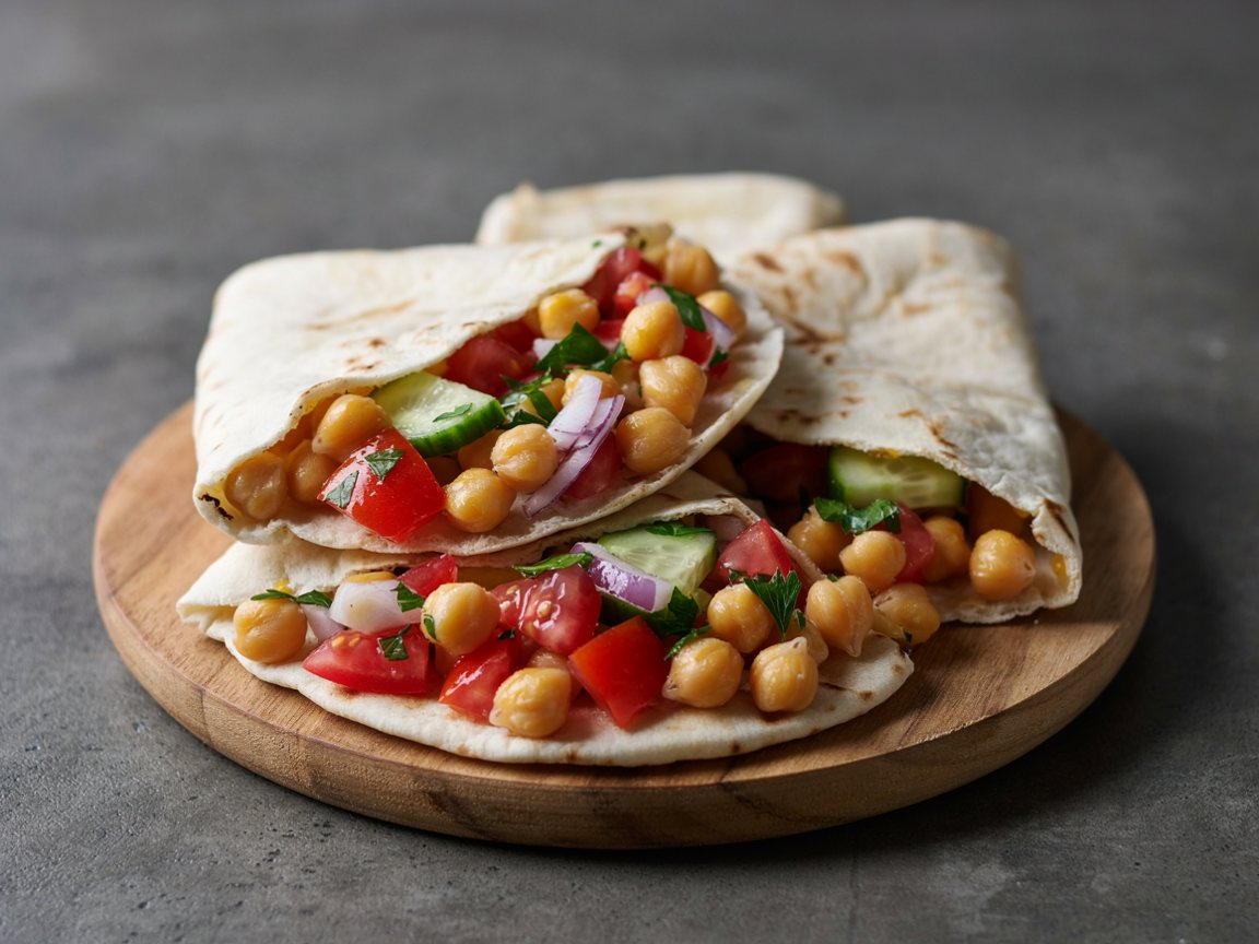 Photo of Chickpea and Tomato Pita Wraps