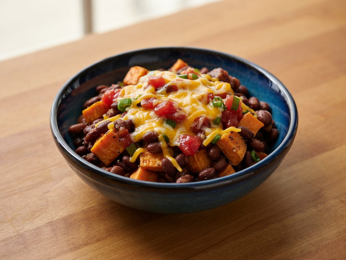 Photo of Microwave Sweet Potato and Black Bean Bowl
