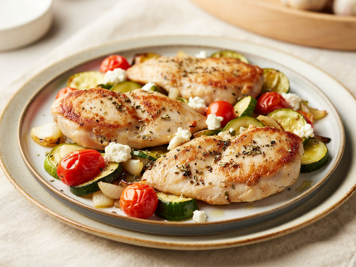 Photo of Chicken and Zucchini Skillet with Feta