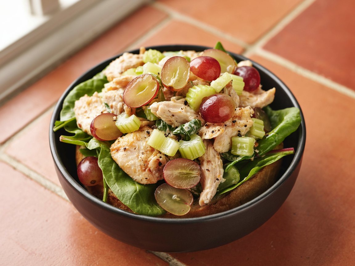 Photo of Chicken Salad on Bread with Grapes and Celery