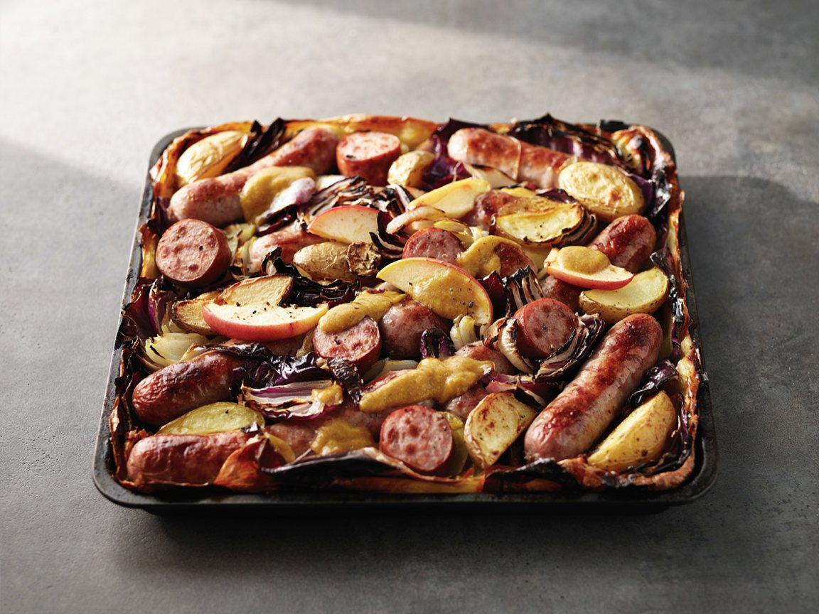 Photo of Sausage, Potato and Red Cabbage Traybake