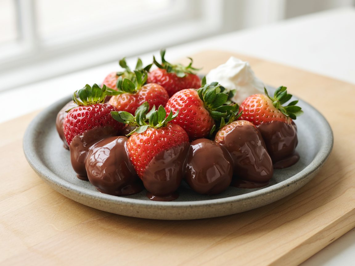 Photo of Chocolate-Dipped Strawberries with Cream