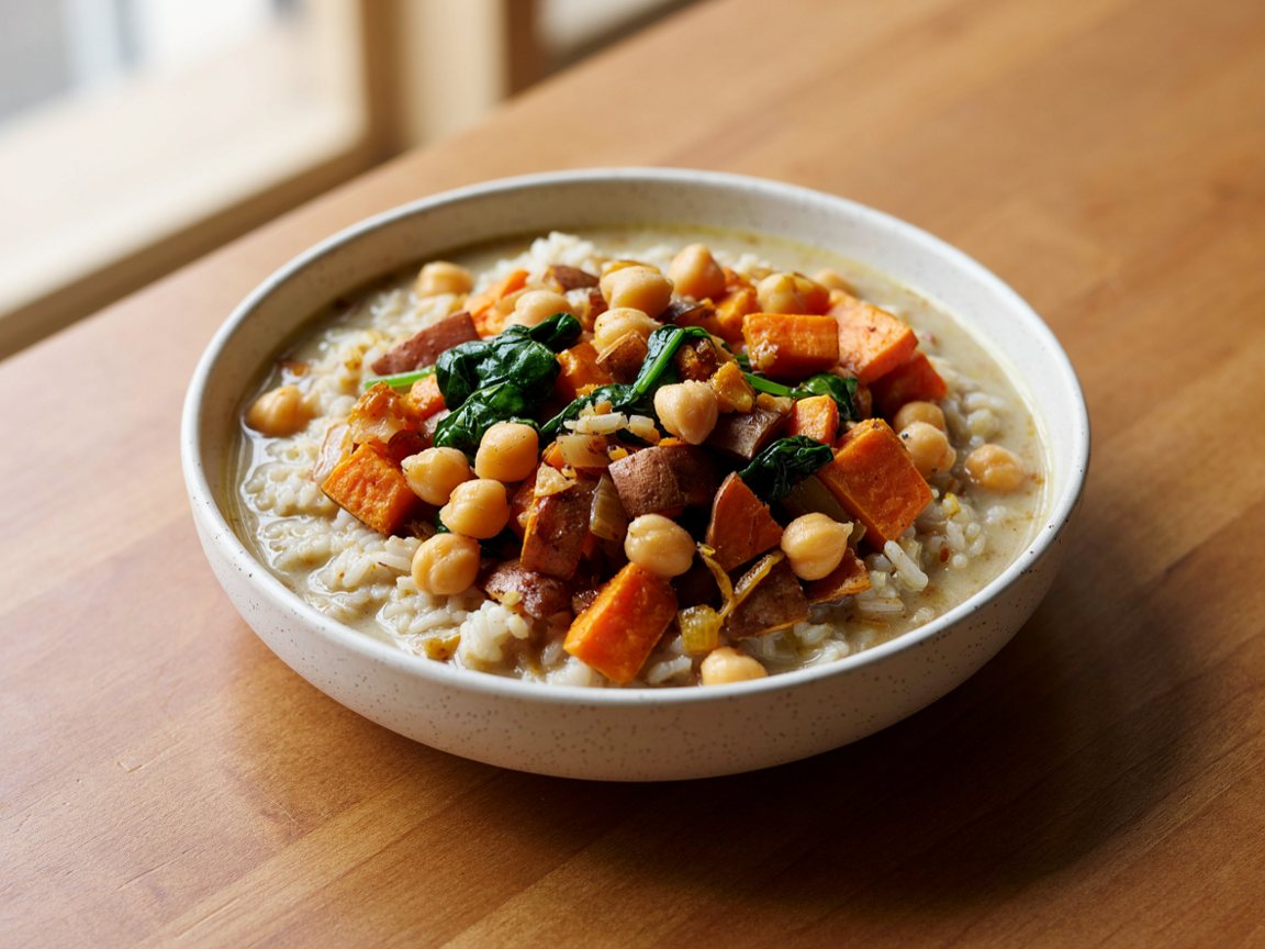 Photo of Mild Chickpea and Sweet Potato Coconut Curry
