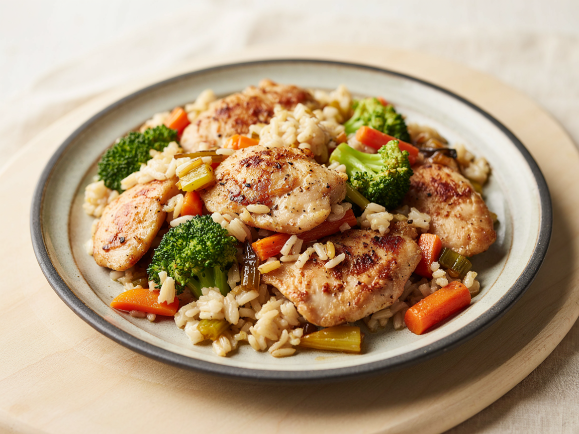 Photo of Chicken and Rice Skillet with Soy-Simmered Vegetables