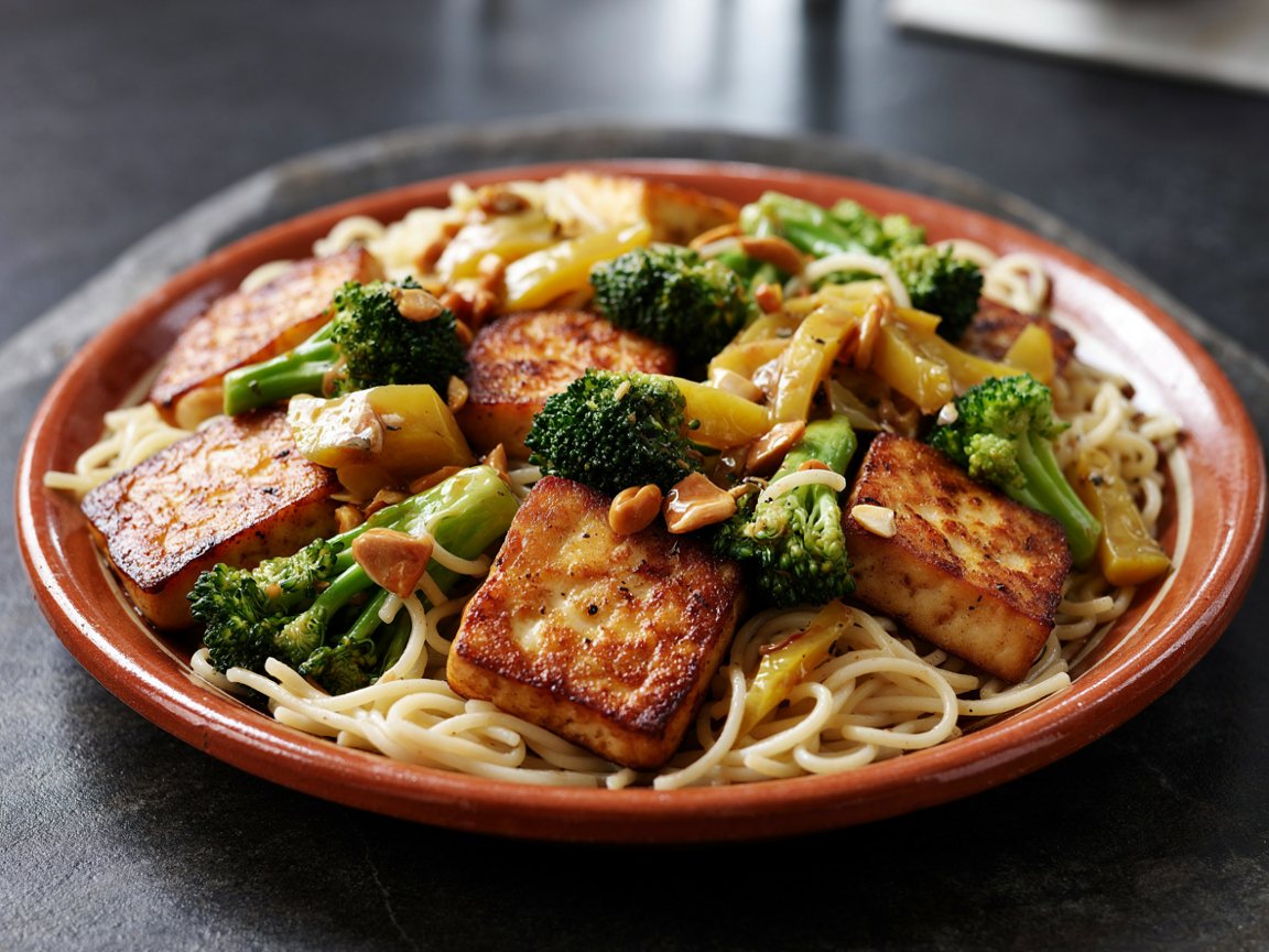 Photo of Crispy Tofu and Broccoli Rice Noodles