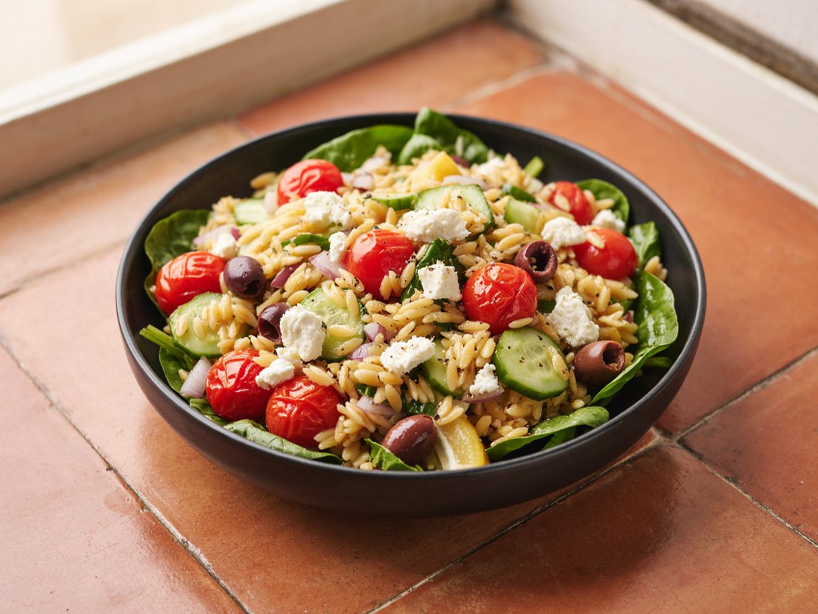 Photo of Warm Orzo Salad with Feta and Lemon