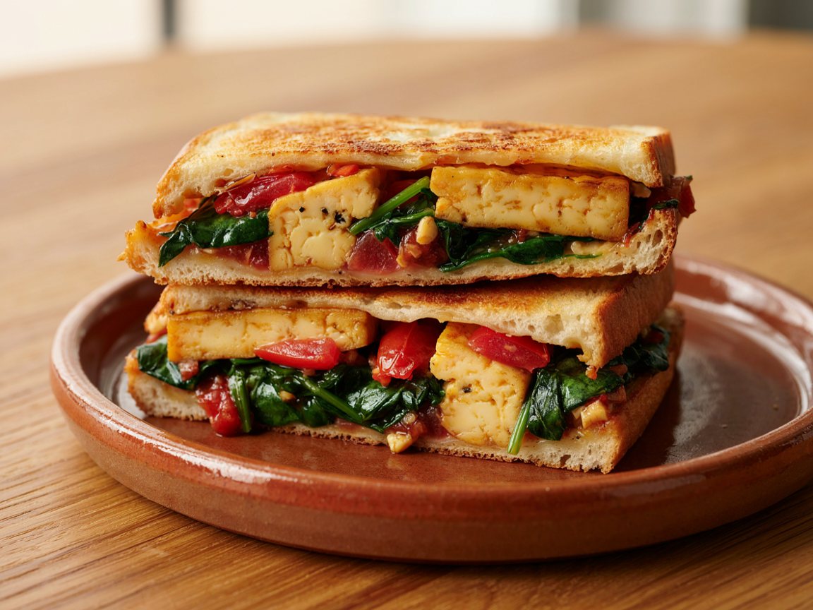 Photo of Turmeric Tofu and Spinach on Toast