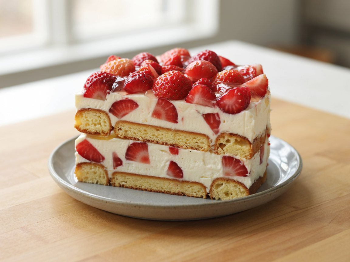 Photo of Strawberry Mascarpone Ladyfinger Icebox Cake
