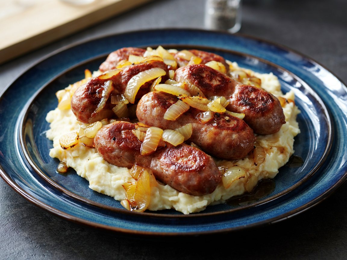 Photo of Sausage and Onion Pan Gravy with Buttery Mash