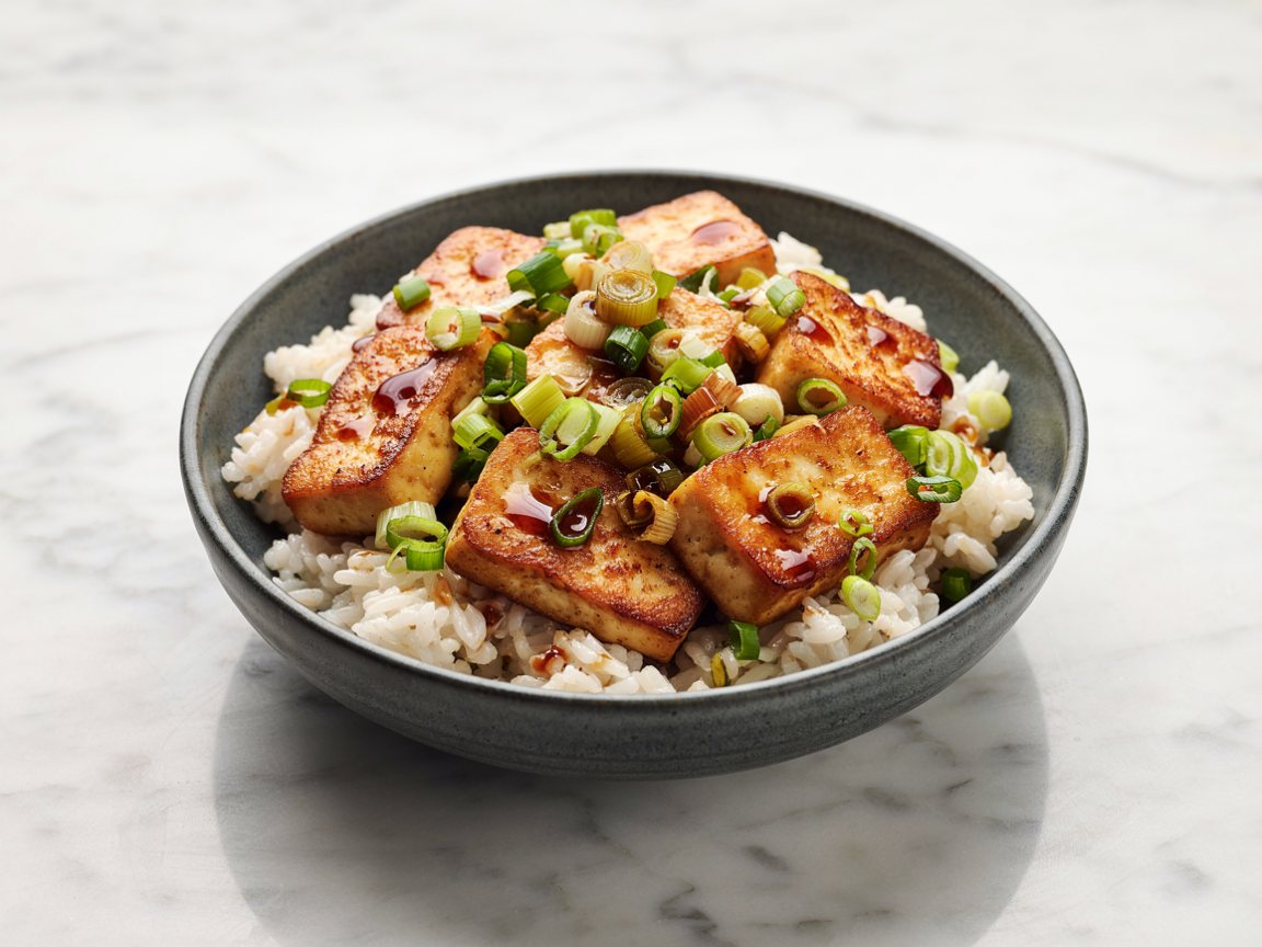Photo of Tofu and Spring Onion Rice Bowl