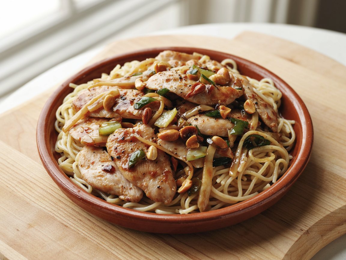 Photo of Peanut Lime Chicken Stir-Fry with Rice Noodles