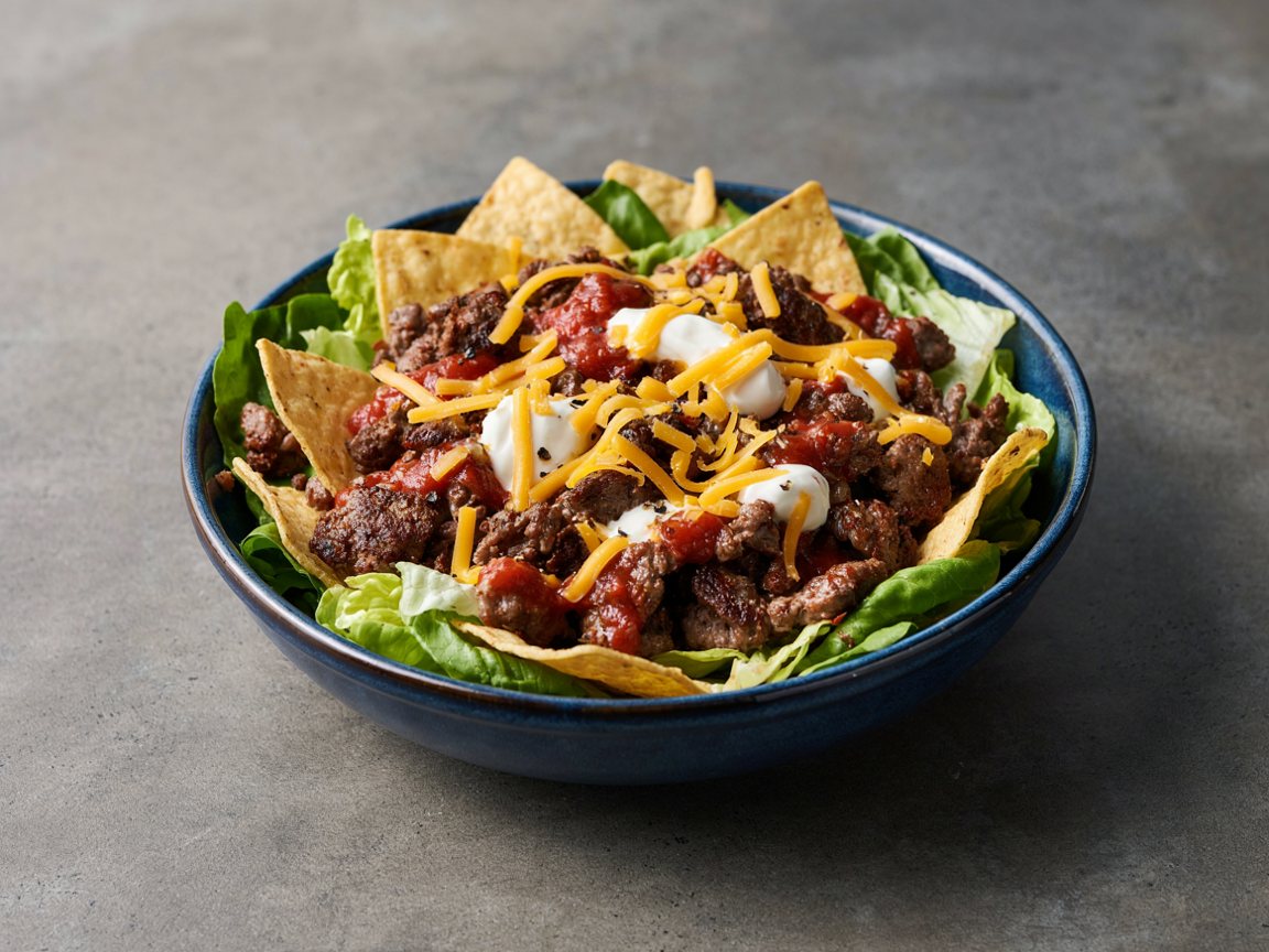 Photo of Beef Taco Salad with Warm Tortilla Crisps