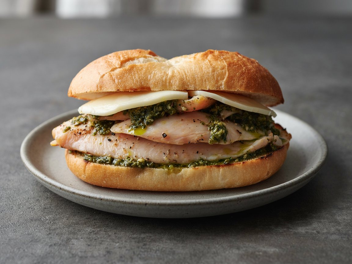 Photo of Broiled Pesto Chicken on Ciabatta