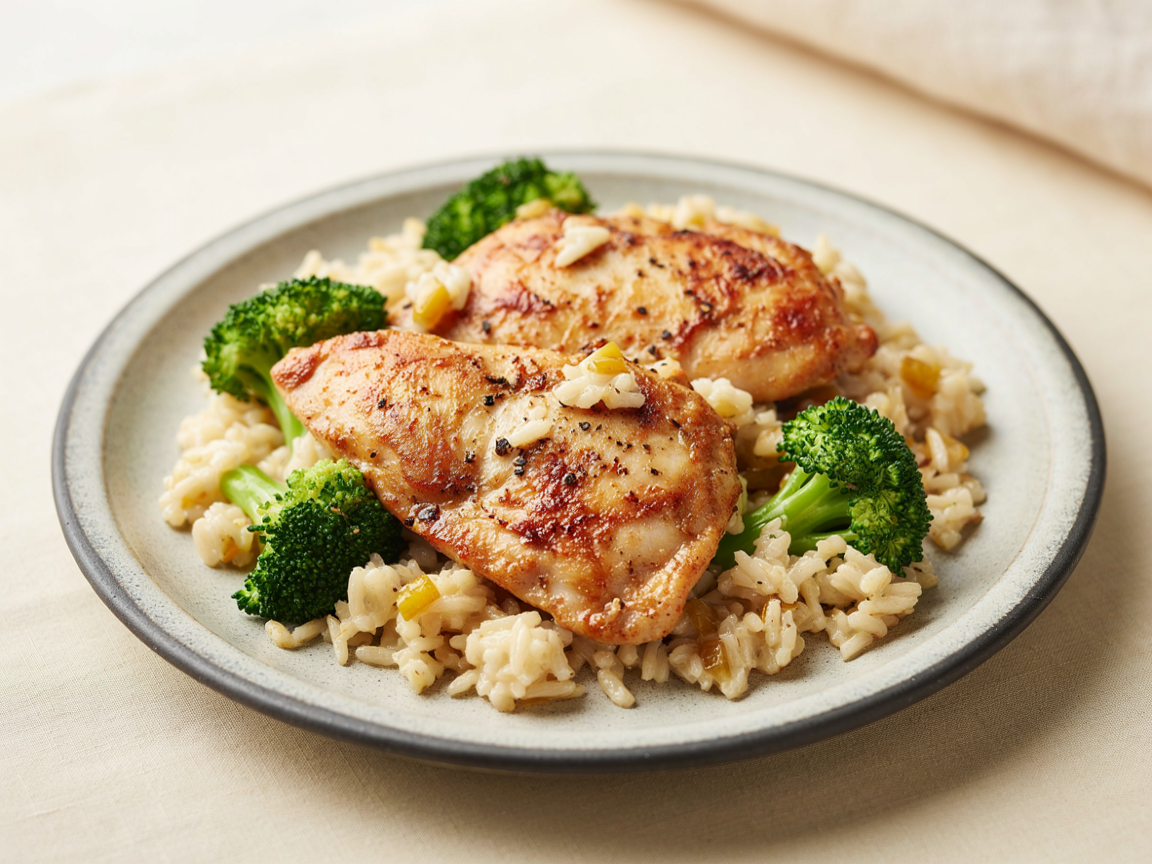 Photo of Butter Chicken and Rice with Broccoli