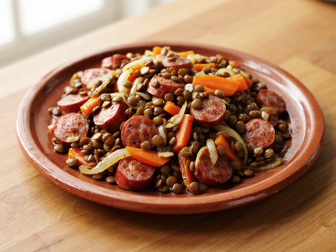 Photo of Sausage and Lentil Stir-Fry with Carrots