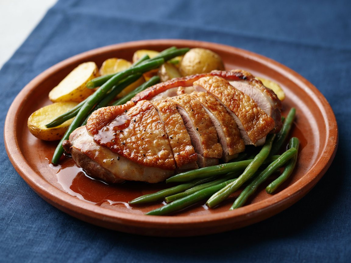 Photo of Duck Breast with Honey Pan Sauce and Buttered Green Beans