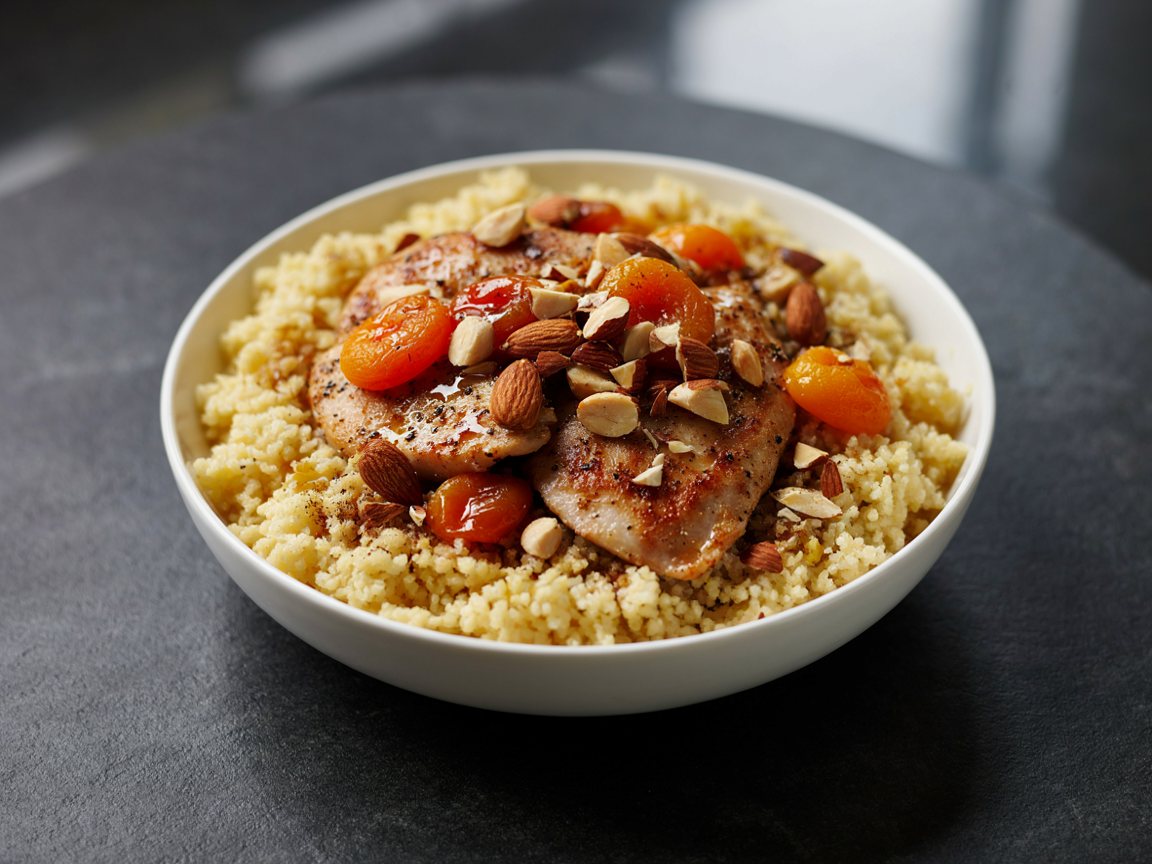 Photo of Cinnamon Couscous Bowl with Seared Chicken and Apricots