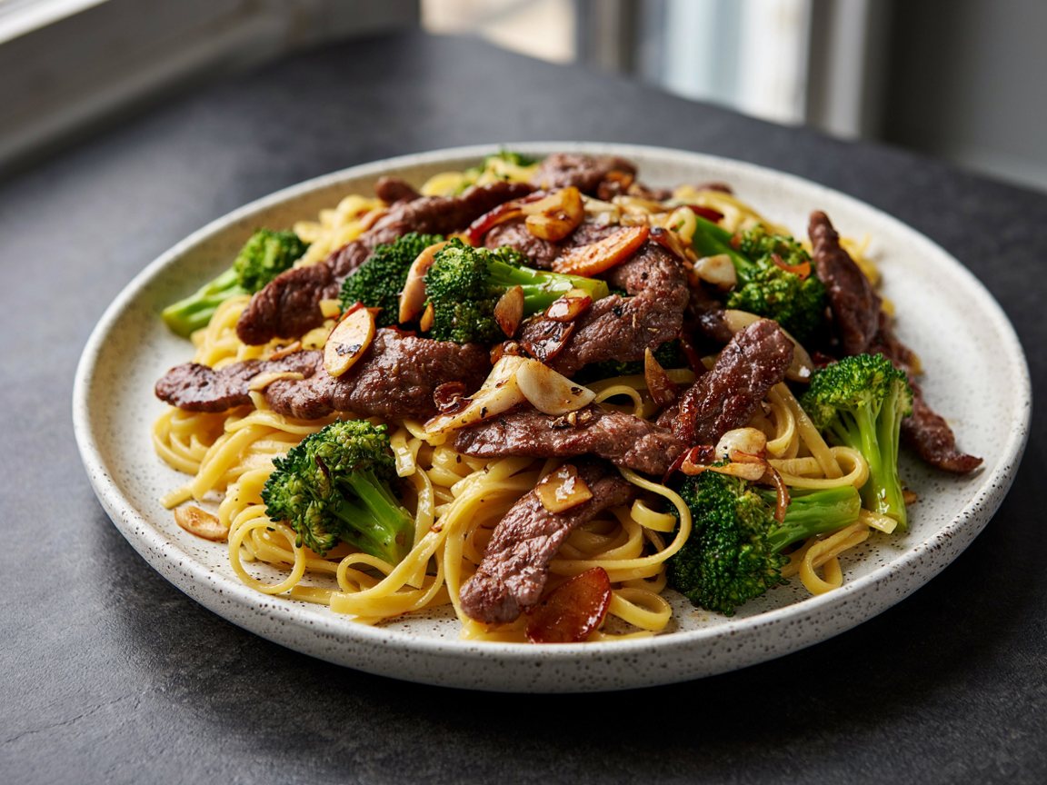 Photo of Beef and Broccoli Stir-Fry with Egg Noodles